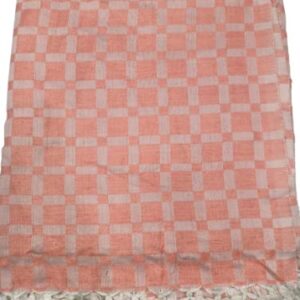 Lucky Sleep® Bhagalpuri Silky Soft Chadar Large Checked 52×96 inch Pastel Orange