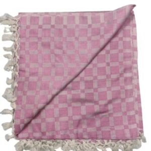 Lucky Sleep® Bhagalpuri Silky Soft Chadar Large Checked 52×96 inch Pink