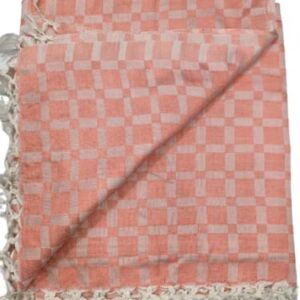 Lucky Sleep® Bhagalpuri Silky Soft Chadar Large Checked 52×96 inch Pastel Orange