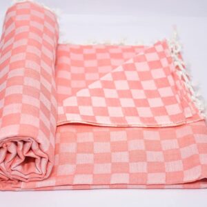Lucky Sleep® Bhagalpuri Chadar Chekered Large 58X108 inch Pastel Orange