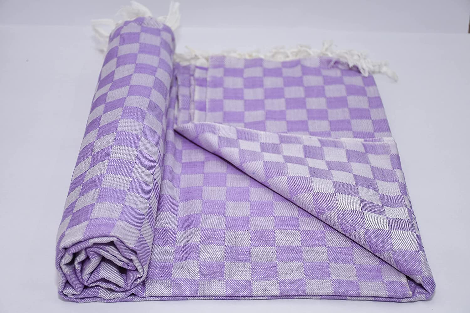 Lucky Sleep® Bhagalpuri Chadar Chekered Large 58X108 inch Purple 4 Lucky Sleep® Bhagalpuri Chadar Chekered Large 58X108 inch Purple - Image 2
