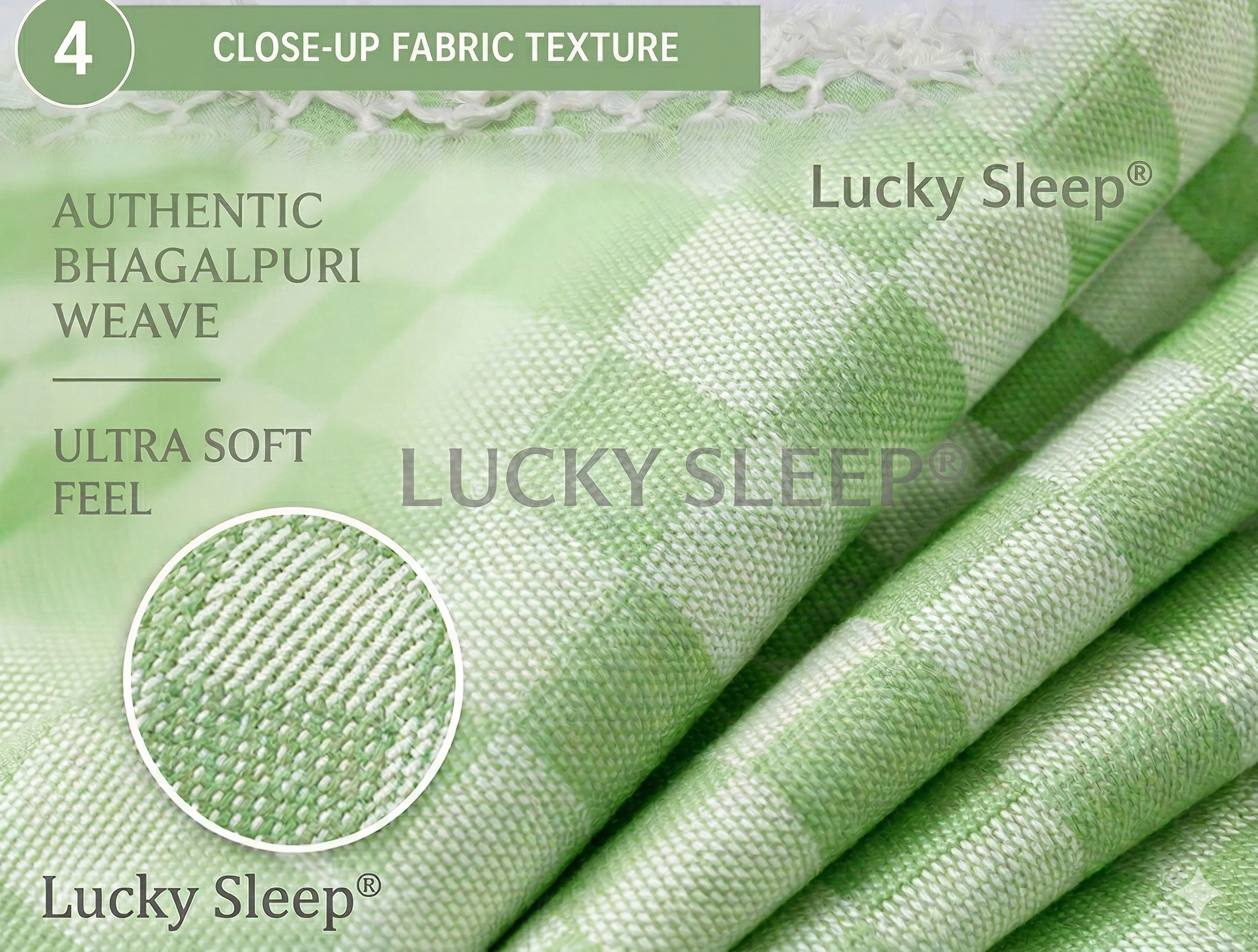 Lucky Sleep® Bhagalpuri Chadar Chekered Large 58X108 inch Parrot Green