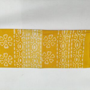 Pure Cotton Hand Block Batik Print Saree With Blouse Pcs-Yellow