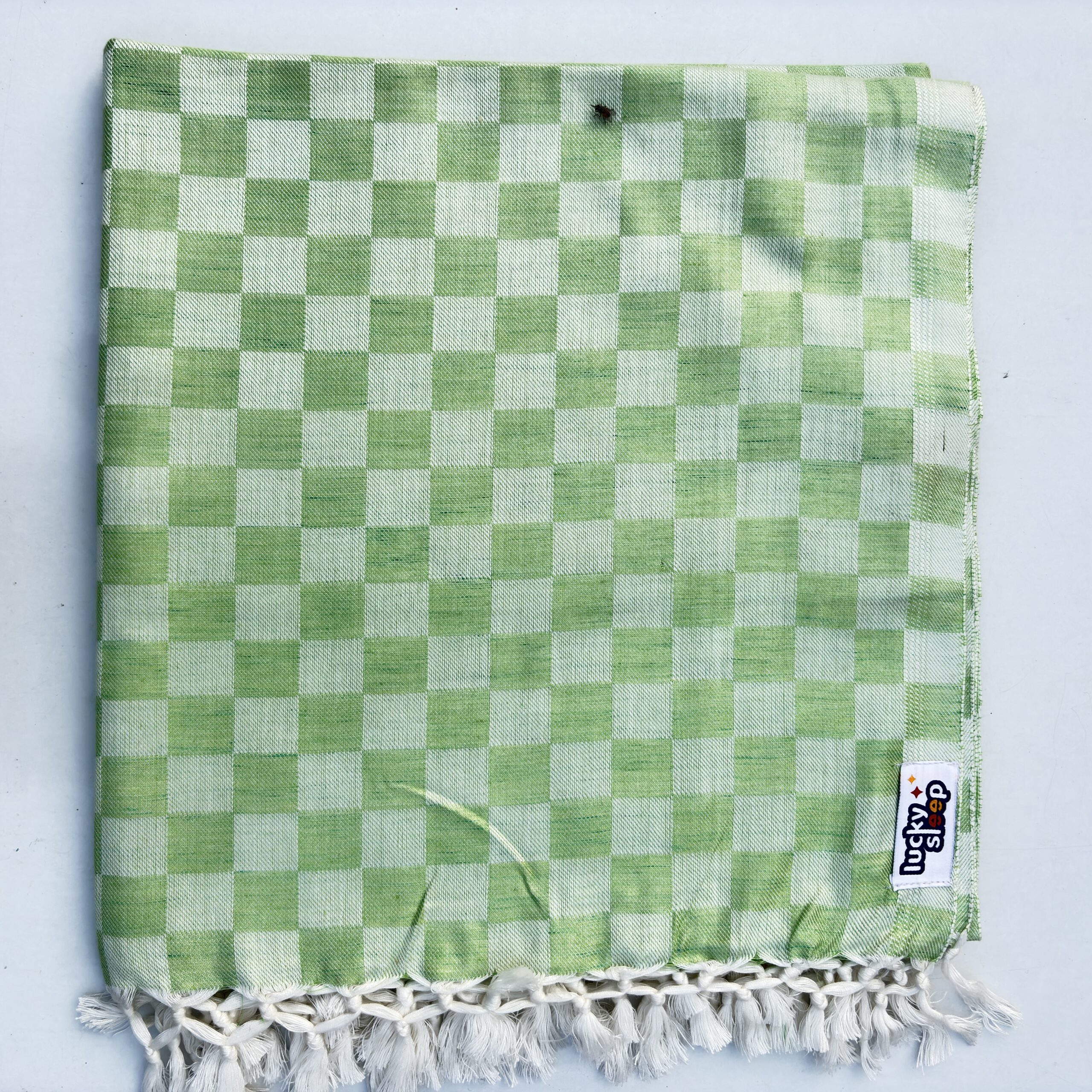 Lucky Sleep® Bhagalpuri Chadar Chekered 52X96 inch Parrot Green