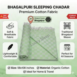 Lucky Sleep® Bhagalpuri Chadar Chekered Large 58X108 inch Parrot Green