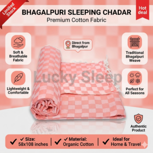 Lucky Sleep® Bhagalpuri Chadar Chekered Large 58X108 inch Pastel Orange