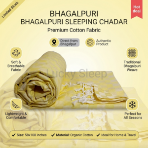 Lucky Sleep® Bhagalpuri Chadar Chekered Large 58X108 inch Yellow