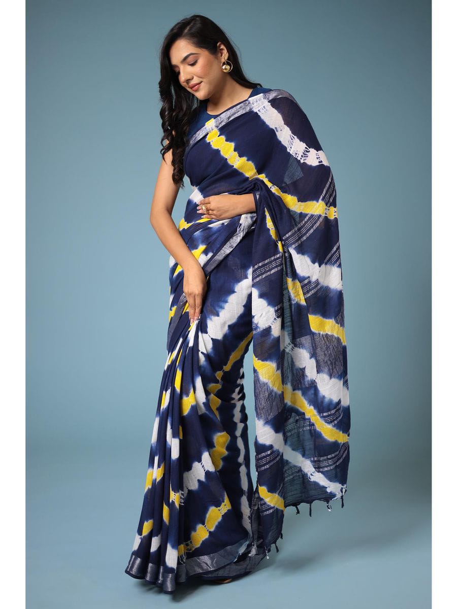 Bhagalpuri Handloom Cotton Shibori Print Saree for Women 1 Bhagalpuri Handloom Cotton Shibori Print Saree for Women