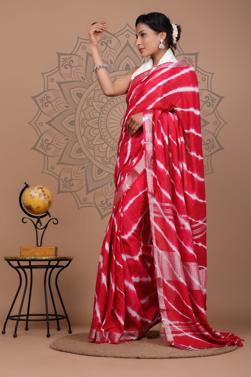Bhagalpuri Handloom Cotton Shibori Print Saree for Women 2 Bhagalpuri Handloom Cotton Shibori Print Saree for Women