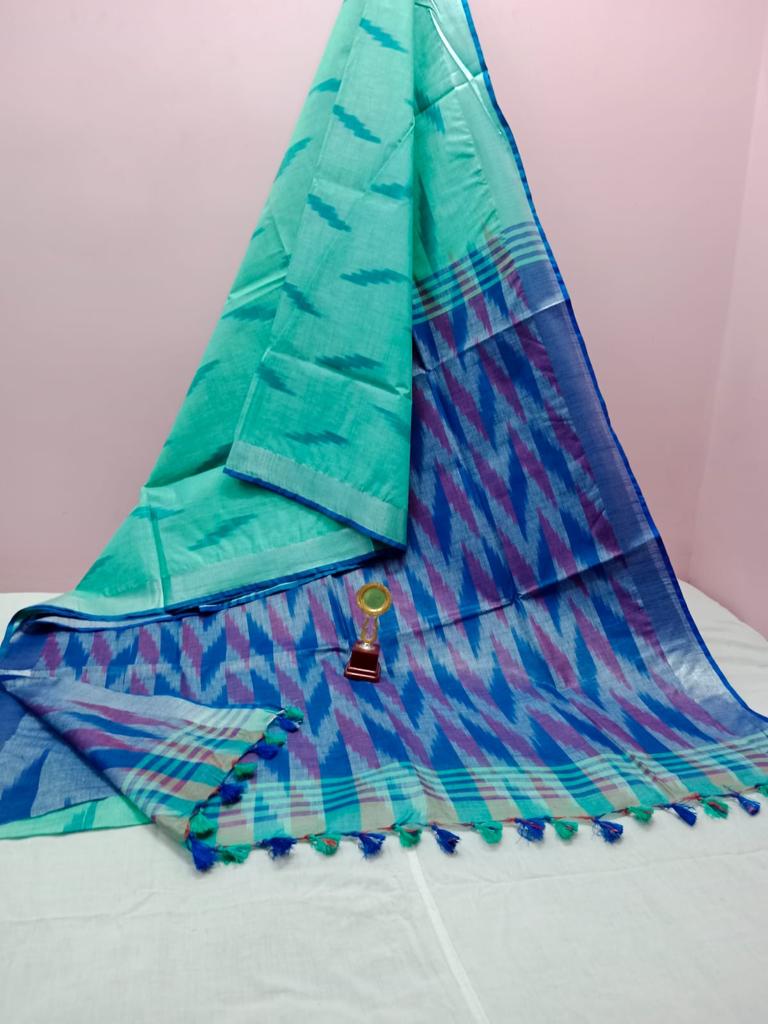 Bhagalpuri Handloom Pure Cotton Ikkat Saree for Women 2 Bhagalpuri Handloom Pure Cotton Ikkat Saree for Women