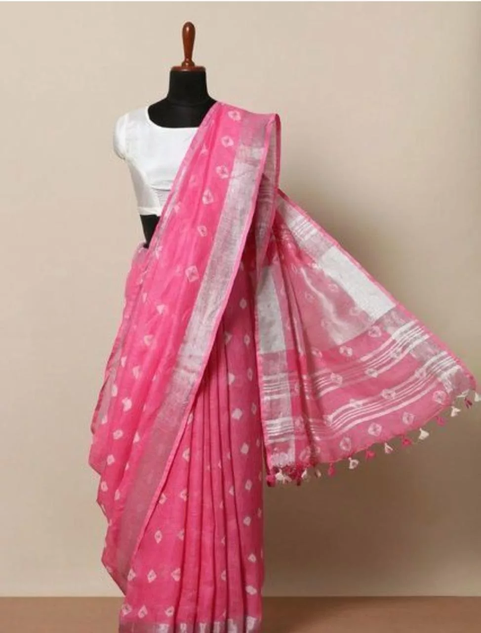 Bhagalpuri Cotton Slub Shibori Saree With Running Blouse 2 Bhagalpuri Cotton Slub Shibori Saree With Running Blouse
