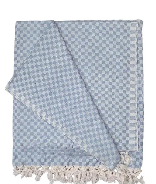 Lucky Sleep® Bhagalpuri Chadar Small Checked 52x96 inch Carbon Blue