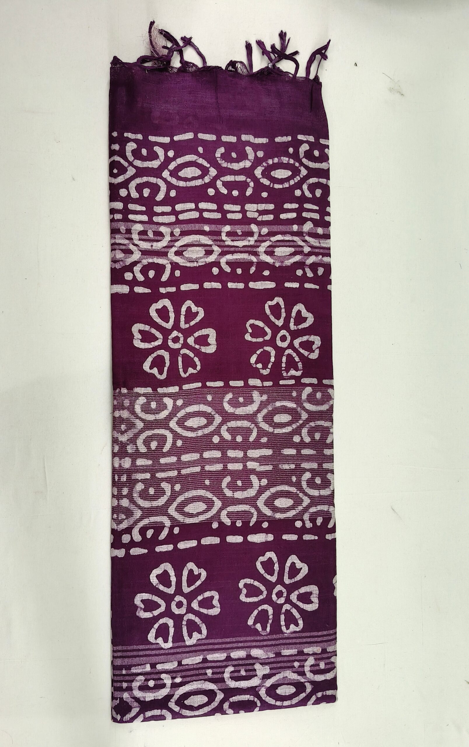 Pure Cotton Hand Block Batik Print Saree With Blouse Pcs-Wine 6 Pure Cotton Hand Block Batik Print Saree With Blouse Pcs-Wine - Image 4