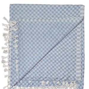 Lucky Sleep® Bhagalpuri Chadar Small Checked 52×96 inch Carbon Blue