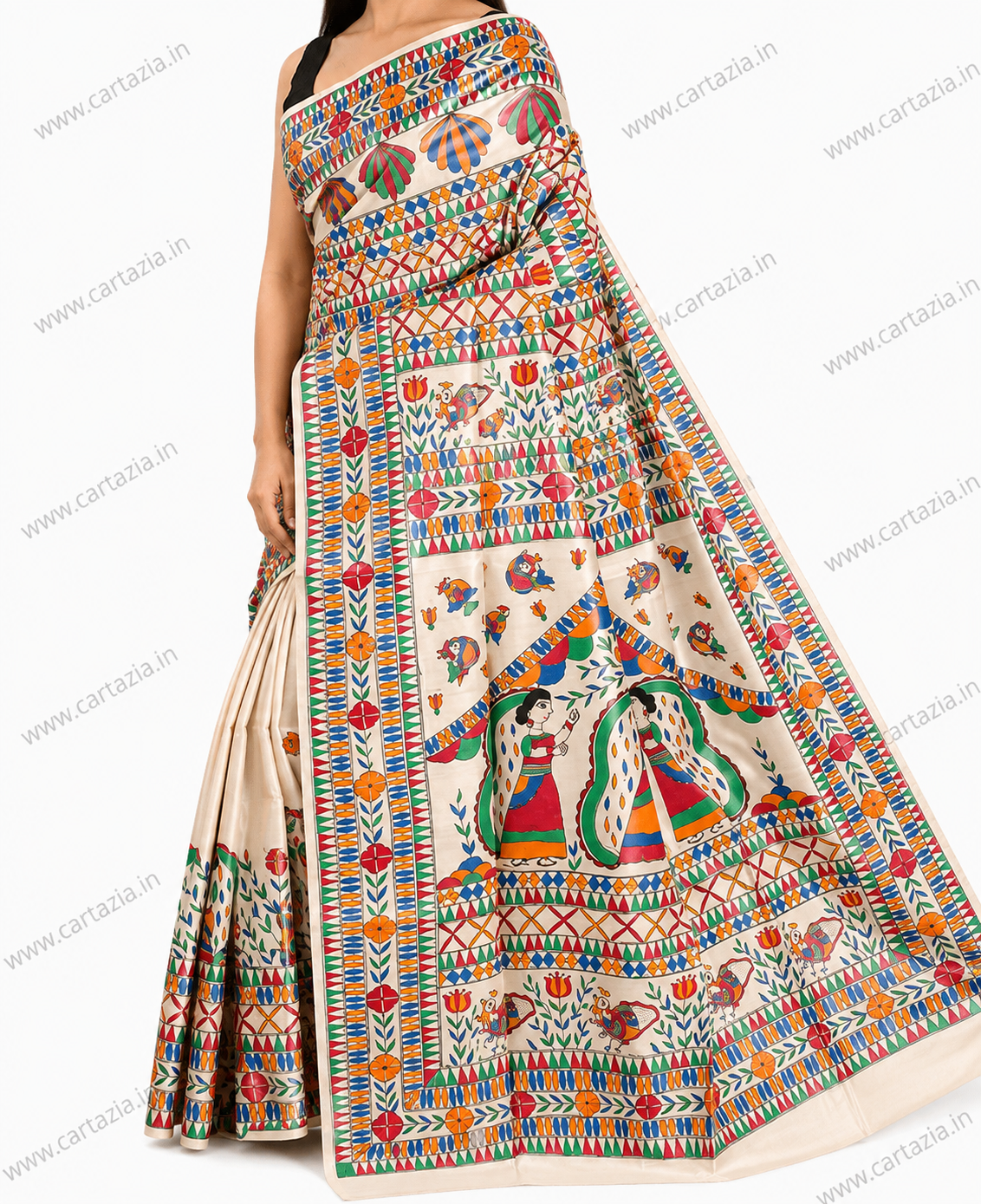 pure-tussar-ghicha-silk-saree-madhubani