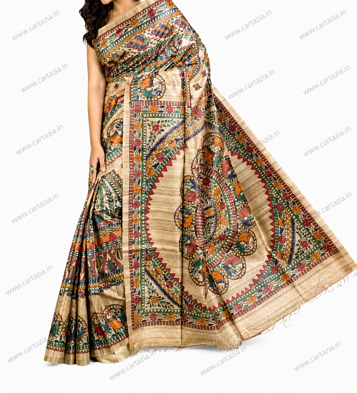 pure-tussar-ghicha-silk-saree-madhubani