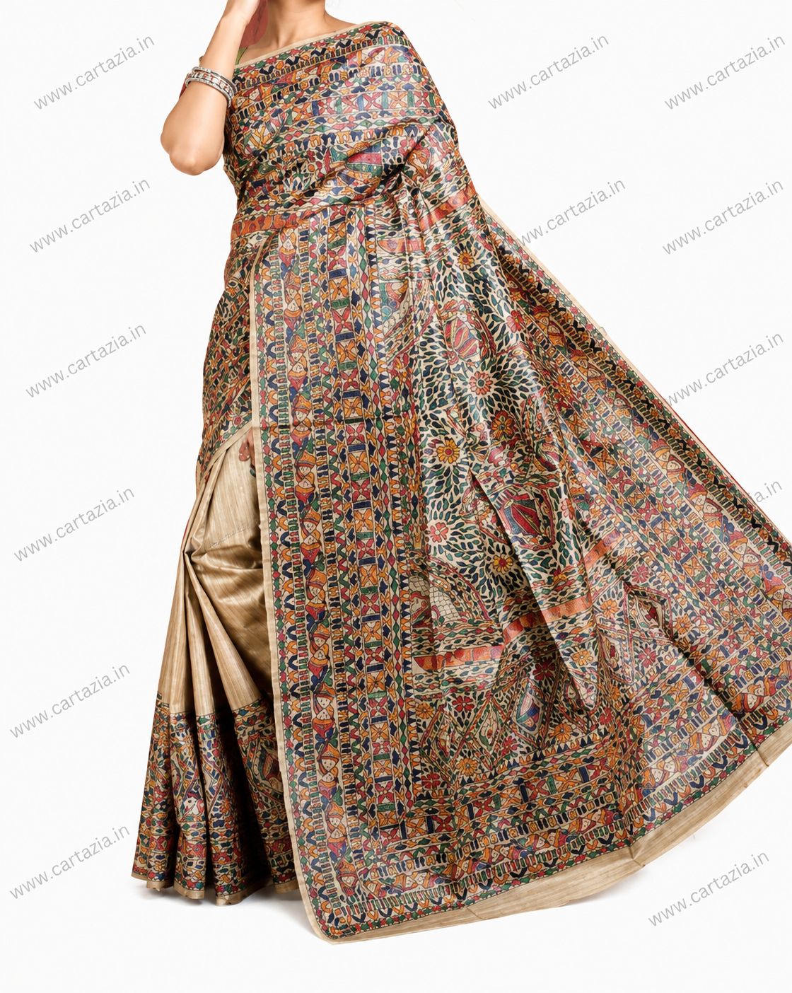 pure-tussar-ghicha-silk-saree-madhubani